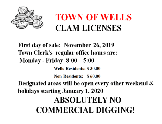 Clam Licenses Go On Sale 11-26-19