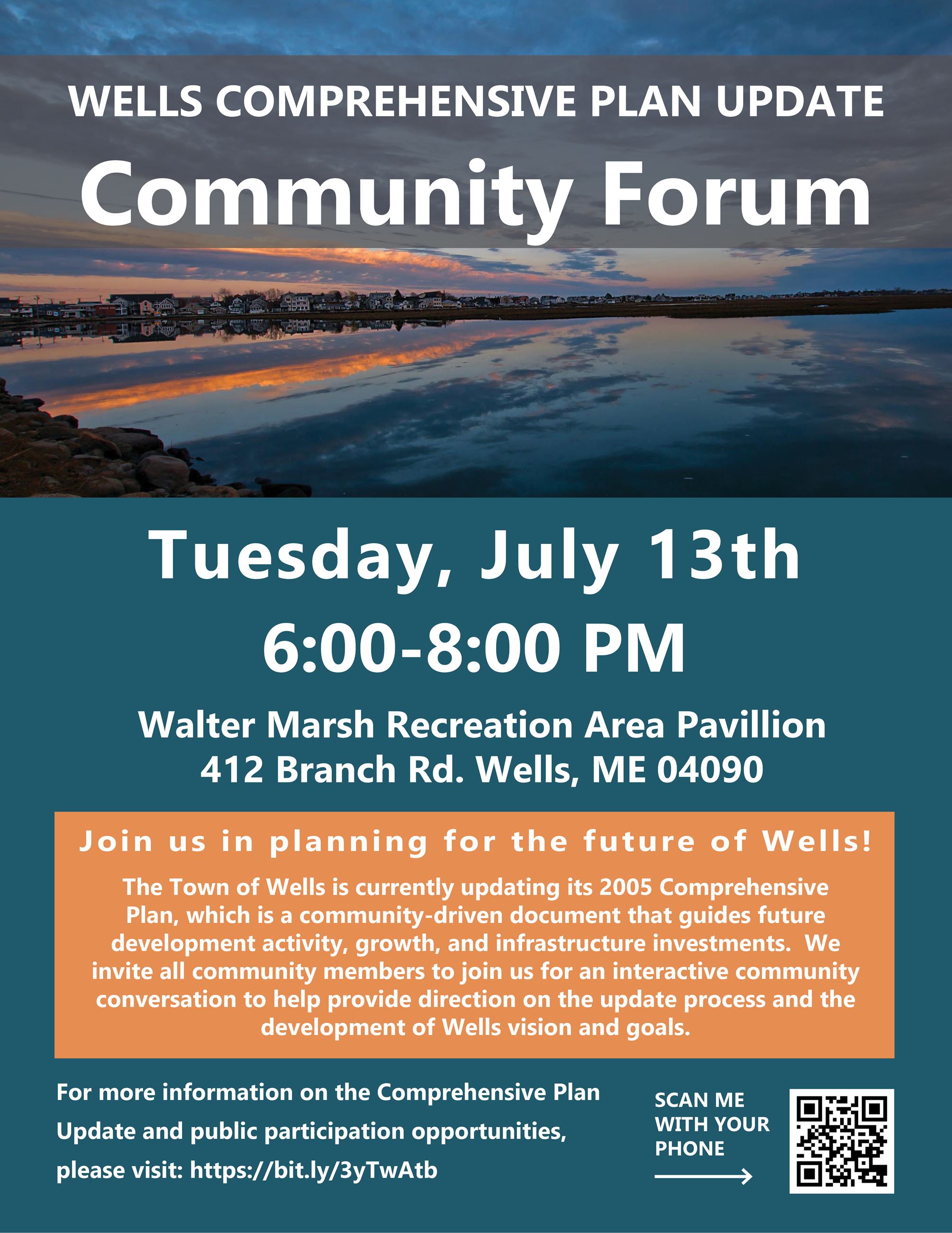 Wells Community Forum Event Flyer for 07-13-21 large format